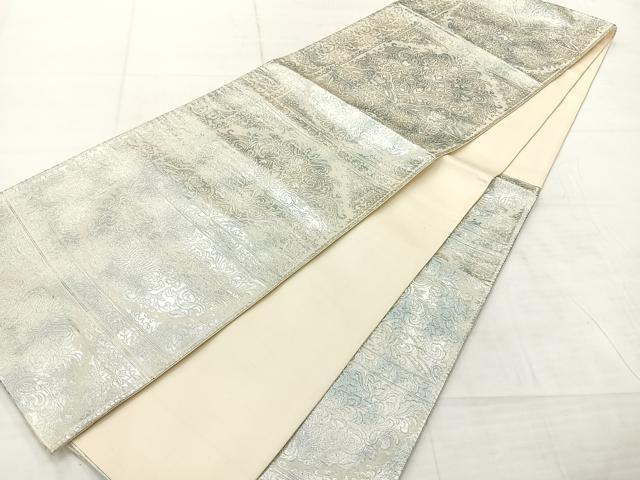 平和屋着物◎六通柄袋帯 宝相華 銀糸 正絹 逸品 AABF2591uk