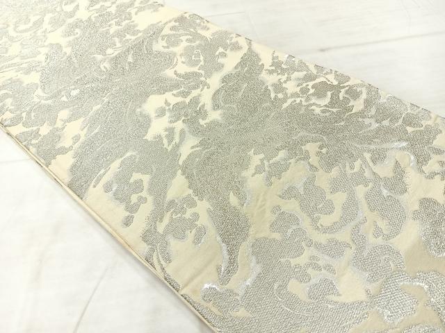 平和屋着物◎六通柄袋帯 抽象花文 銀糸 正絹 逸品 AABF2616uk