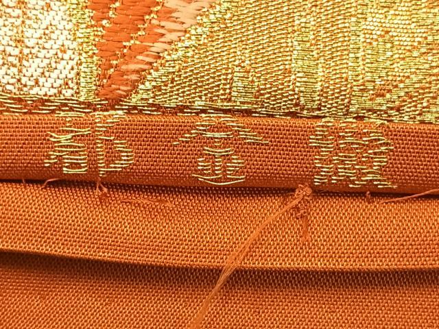 平和屋着物◎六通柄袋帯 都金綴 更紗花文 金糸 正絹 逸品 AABF2621uk