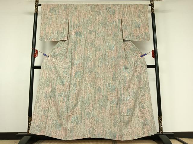 平和屋着物▽上質な小紋 単衣 草花文 正絹 逸品 AABF2722jh