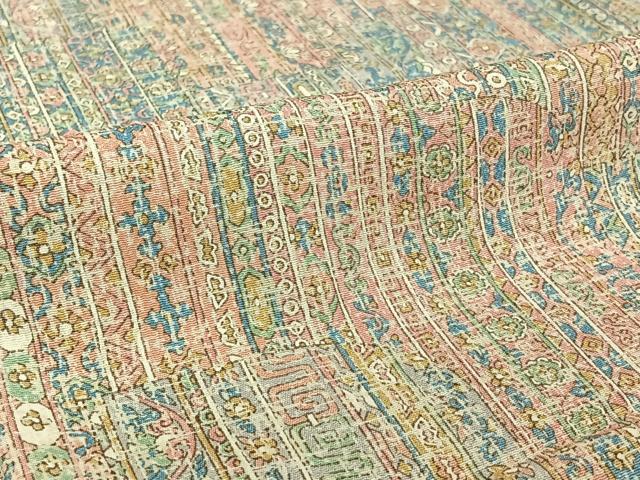 平和屋着物▽上質な小紋 単衣 草花文 正絹 逸品 AABF2722jh