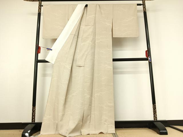 平和屋着物▽本塩沢 単衣 110亀甲 露芝文 正絹 逸品 AABF2724jh