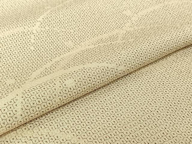 平和屋着物▽本塩沢 単衣 110亀甲 露芝文 正絹 逸品 AABF2724jh