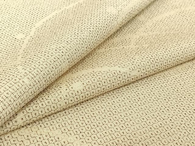 平和屋着物▽本塩沢 単衣 110亀甲 露芝文 正絹 逸品 AABF2724jh