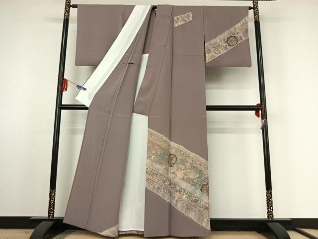 平和屋着物▽訪問着 単衣 中国三大刺繍 汕頭刺繍 スワトウ刺繍 正倉院花文 正絹 逸品 AABF2725jh