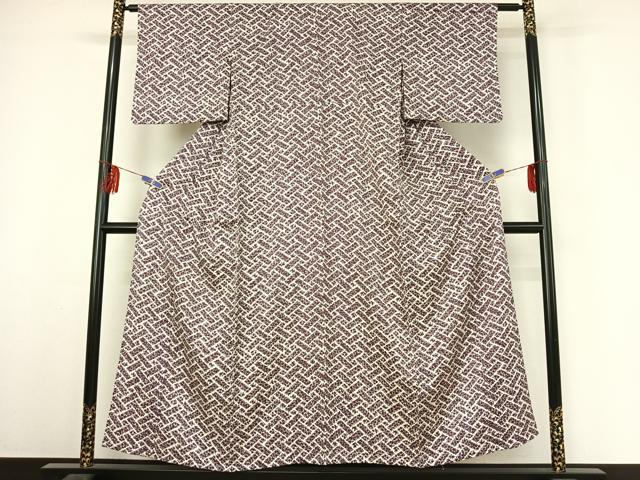 平和屋着物▽上質な小紋 単衣 草花文 正絹 逸品 AABF2729jh