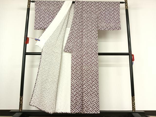 平和屋着物▽上質な小紋 単衣 草花文 正絹 逸品 AABF2729jh