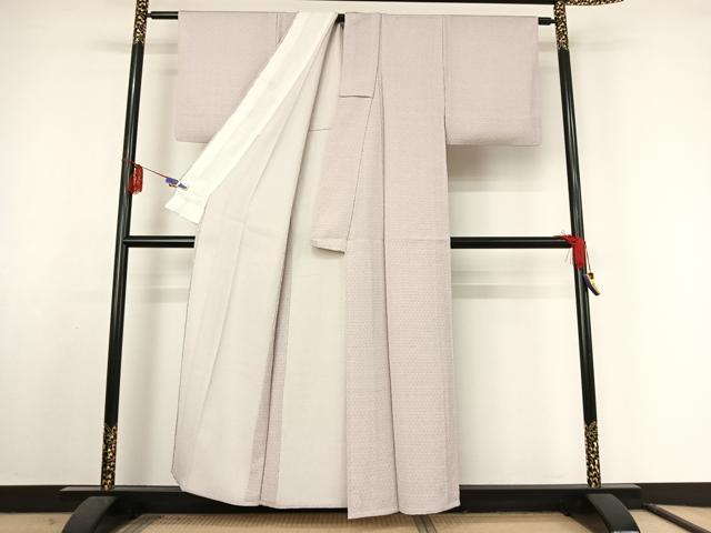 平和屋着物▽上質な小紋 単衣 亀甲文 正絹 逸品 AABF2730jh