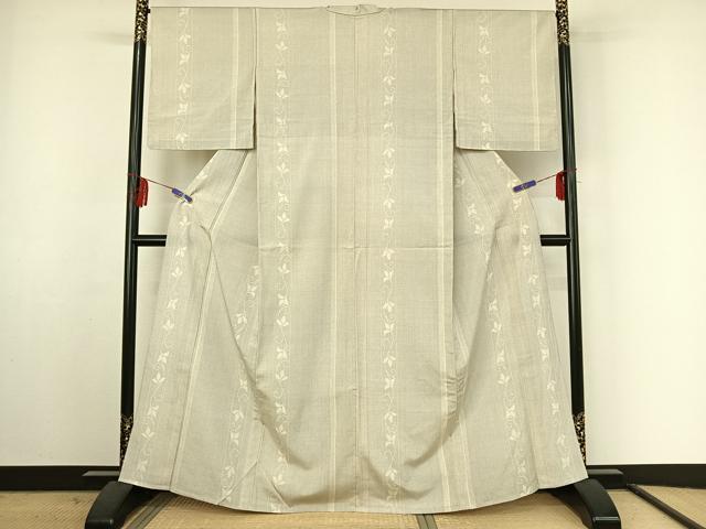 平和屋着物▽本塩沢 単衣 花間道 正絹 逸品 AABF2740jh