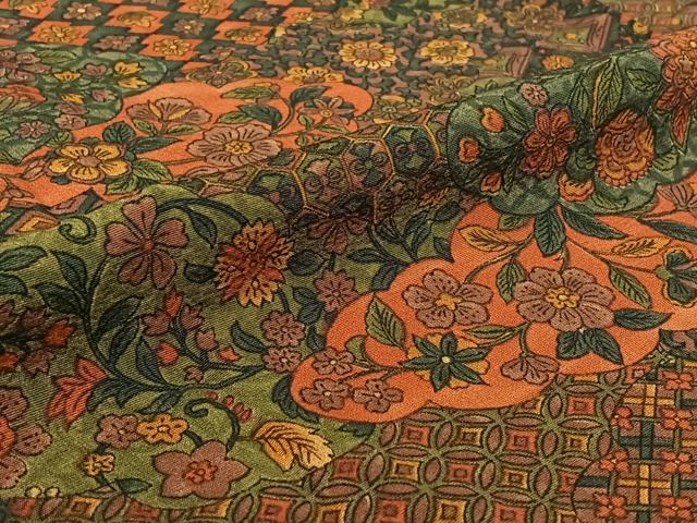 平和屋着物▽上質な小紋 単衣 手描き 更紗花文 正絹 逸品 AABF2750jh