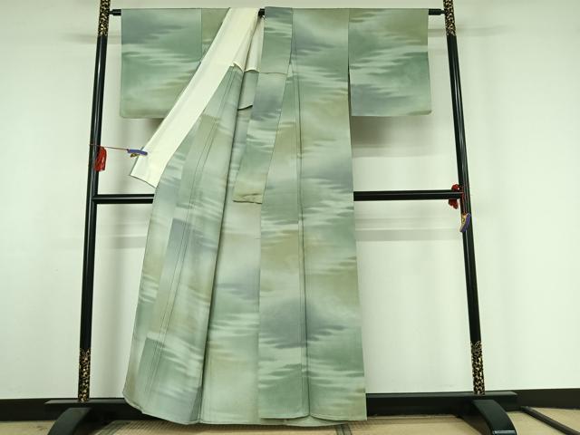 平和屋着物▽上質な小紋 単衣 霞文 暈し染め 正絹 逸品 AABF2757jh