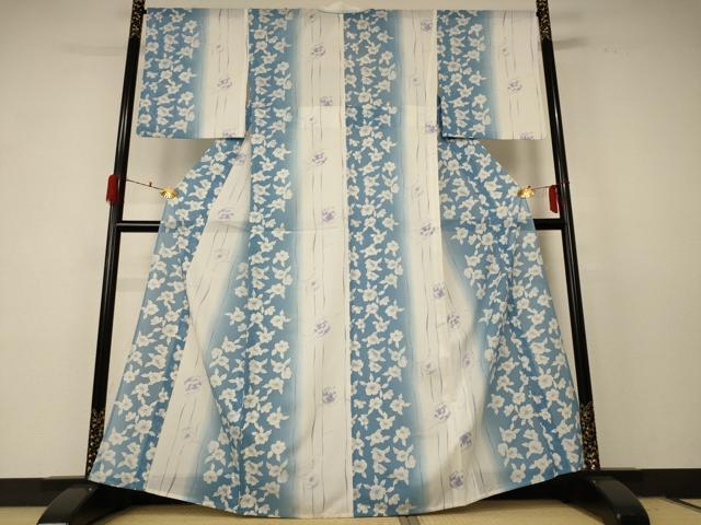 平和屋着物*夏物 小紋 絽 草花間道 洗える着物 AABF2777jd