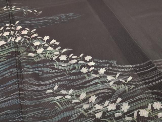 平和屋着物*夏物 訪問着 絽 手描き 流水草花文 正絹 逸品 AABF2784jd
