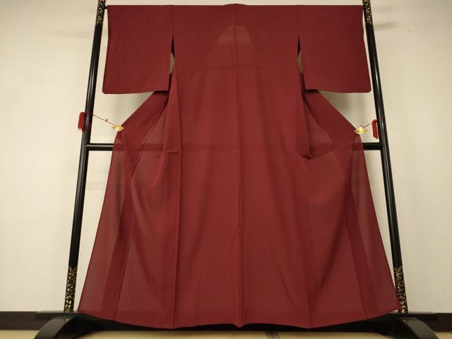 平和屋着物*夏物 色無地 絽 海老茶色 正絹 逸品 AABF2814jd