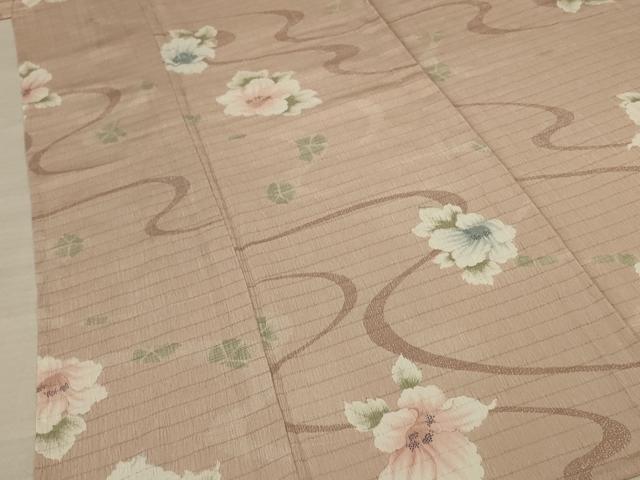 平和屋着物*夏物 小紋 絽 流水草花文 洗える着物 AABF2821jd