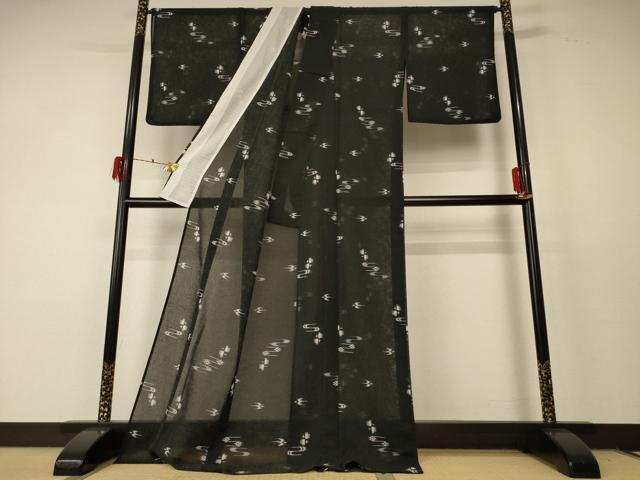 平和屋着物*夏物 小紋 紗 琉球絣文様 ロング丈 洗える着物 AABF2822jd