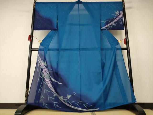 平和屋着物*夏物 訪問着 絽 藤花房 暈し染め 洗える着物 AABF2833jd