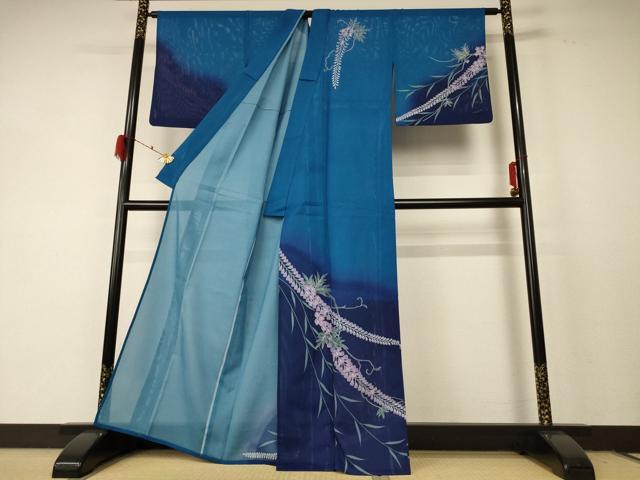 平和屋着物*夏物 訪問着 絽 藤花房 暈し染め 洗える着物 AABF2833jd