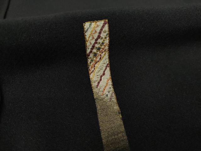 平和屋着物●訪問着 刺繍 短冊文 黒地 金彩 正絹 逸品 AABF2849ck