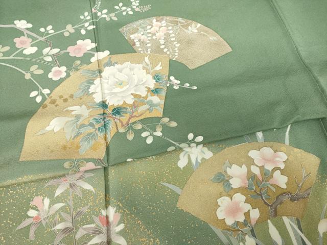 平和屋着物●訪問着 作家物 地紙花文 暈し染め 金彩 正絹 逸品 AABF2851ck