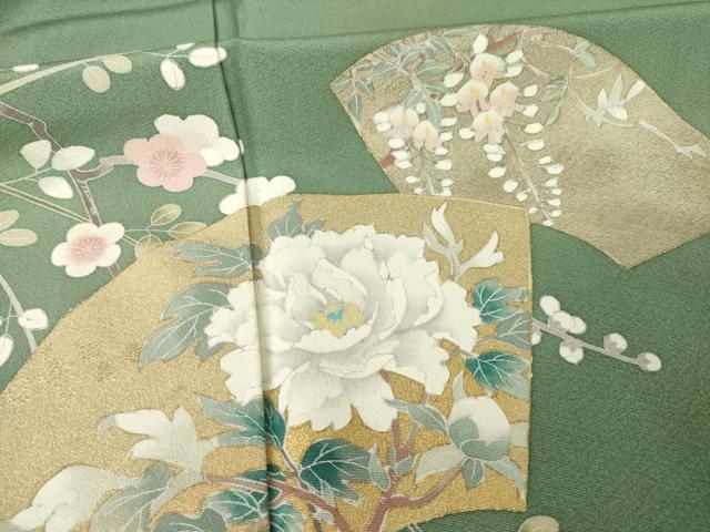 平和屋着物●訪問着 作家物 地紙花文 暈し染め 金彩 正絹 逸品 AABF2851ck