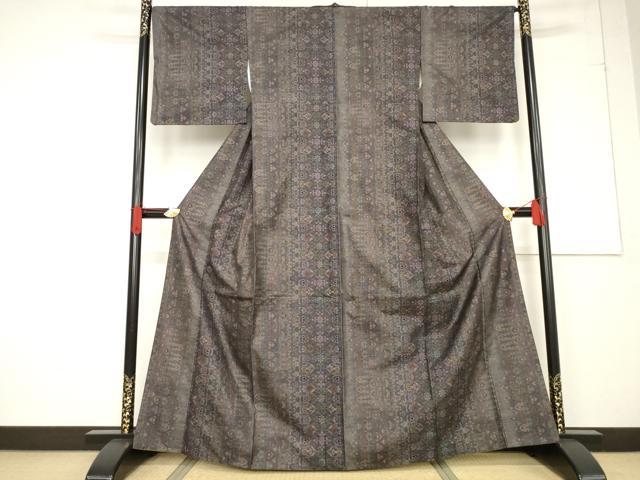 平和屋着物●本場大島紬 カタス9マルキ 花間道 正絹 逸品 AABF2853ck