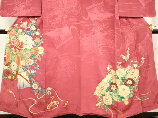 平和屋着物●アンティーク 大正ロマン 訪問着 刺繍 御所車花文 正絹 逸品 AABF2854ck