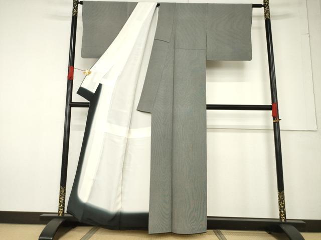 平和屋着物●伝統工芸士 保科信 江戸小紋 万筋 黒色×白色 正絹 逸品 AABF2860ck