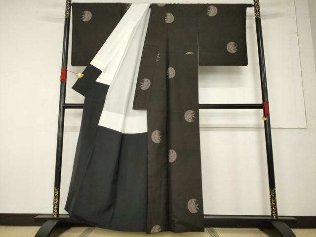 平和屋着物●本場大島紬 カタス9マルキ 地空き ミミズク 竹 正絹 逸品 AABF2862ck