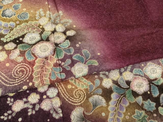 平和屋着物●伝統工芸士 寺谷昇 訪問着 辻が花 舞花文 暈し染め 金通し地 ロング丈 正絹 逸品 未使用 AABF2864ck