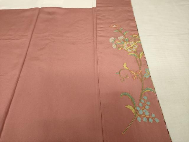 平和屋着物●訪問着 総刺繍 更紗花鳥文 暈し染め 金糸 正絹 逸品 AABF2866ck
