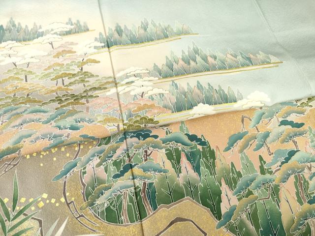 平和屋着物●豪華色留袖 友禅 作家物 風景文 暈し染め 金彩 鈴乃屋扱い 正絹 逸品 AABF2868ck