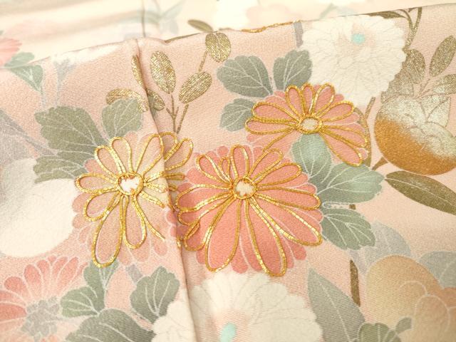 平和屋着物●訪問着 友禅 作家物 駒刺繍 草花文 金彩 正絹 逸品 AABF2872ck
