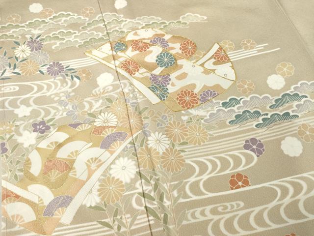 平和屋着物●豪華色留袖 駒刺繍 誰が袖花文 金彩 正絹 逸品 AABF2886ck