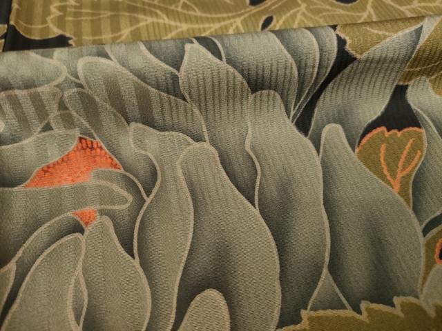 平和屋着物●創業460年・千總 小紋 大輪の菊 丹後ちりめん 反端・たとう紙付き 正絹 逸品 AABF2906ck