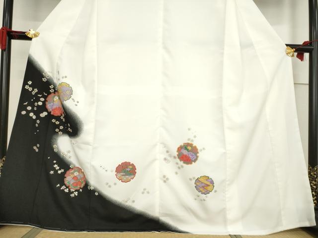 平和屋着物●訪問着 雪輪花文 暈し染め 金彩 洗える着物 AABF2915ck