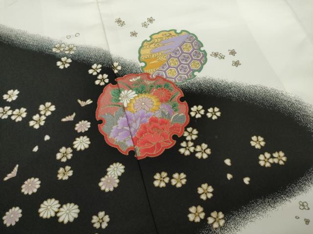 平和屋着物●訪問着 雪輪花文 暈し染め 金彩 洗える着物 AABF2915ck