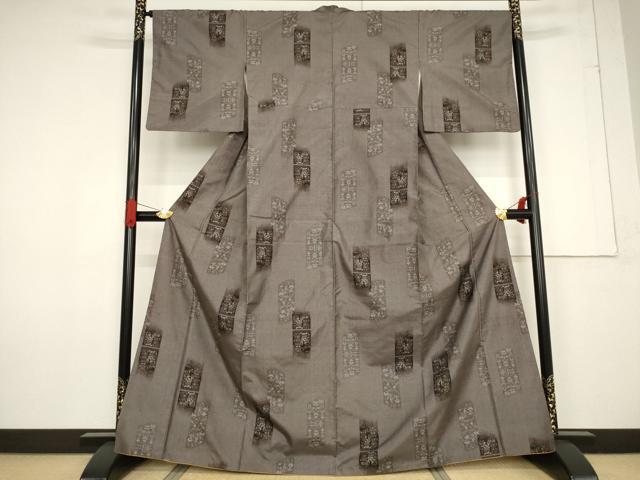平和屋着物●本場大島紬 カタス9マルキ 短冊花文 正絹 逸品 AABF2918ck