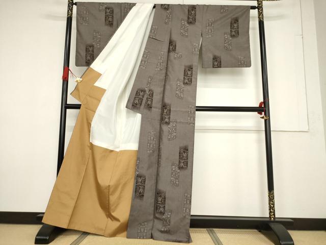 平和屋着物●本場大島紬 カタス9マルキ 短冊花文 正絹 逸品 AABF2918ck