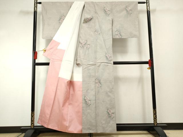 平和屋着物●本場大島紬 白大島 総絣 草花文 正絹 逸品 AABF2935cs