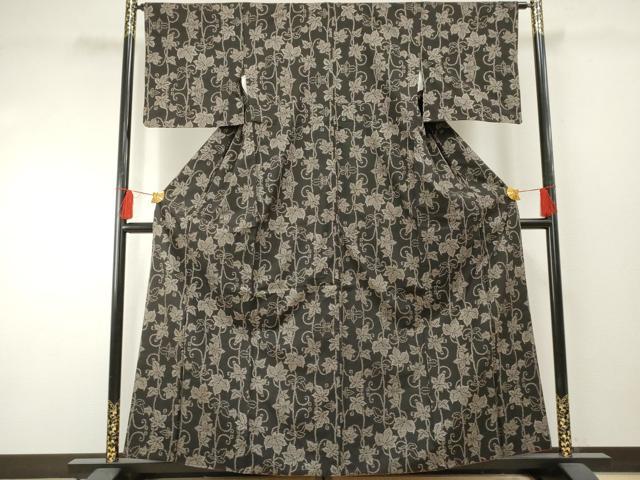 平和屋着物●本場大島紬 一元7マルキ 蔦の葉文 正絹 逸品 AABF2936cs