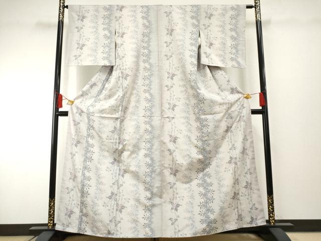 平和屋着物●本場大島紬 白大島 枝花間道 正絹 逸品 未使用 AABF2940cs