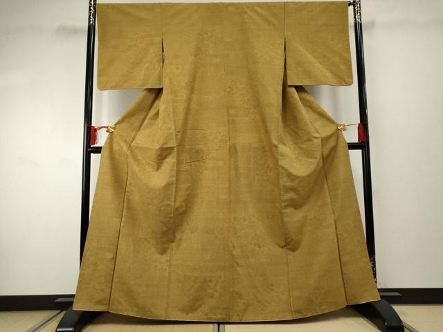 平和屋着物●結城紬 80亀甲 花唐草文 正絹 逸品 AABF2943cs