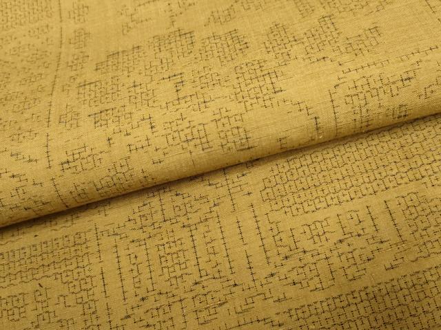 平和屋着物●結城紬 80亀甲 花唐草文 正絹 逸品 AABF2943cs