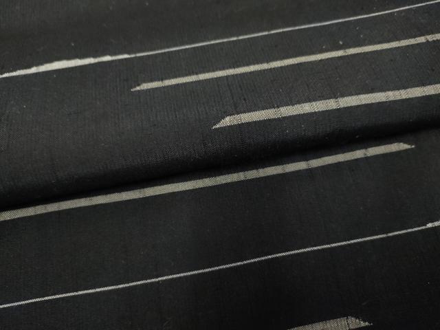 平和屋着物●訪問着 紬地 横段文 黒地 正絹 逸品 AABF2951cs