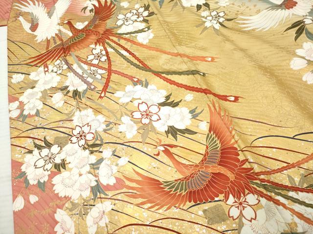 平和屋着物●豪華振袖 鳳凰花文 暈し染め 金銀彩 正絹 逸品 AABF2952cs