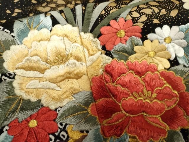 平和屋着物●豪華振袖 絞り 刺繍 花篭文 金糸 金彩 正絹 逸品 AABF2955cs