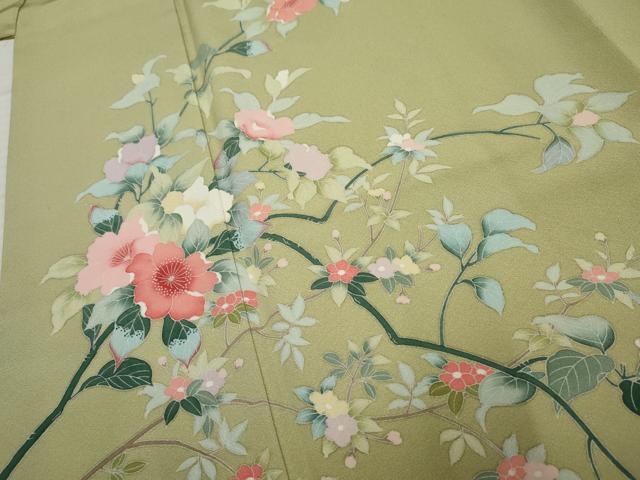 平和屋着物●訪問着 友禅 枝花文 正絹 逸品 AABF2956cs