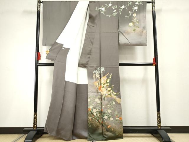 平和屋着物●訪問着 作家物 几帳草花文 暈し染め 金彩 正絹 逸品 AABF2966cs