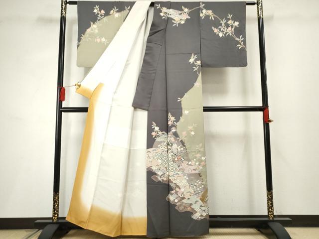 平和屋着物●訪問着 御所車吉祥草花文 金彩 正絹 逸品 AABF2972cs